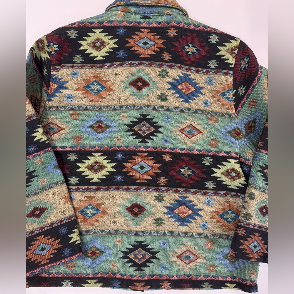 Jane Ashley Southwestern Geometric Tapestry Jacket Western Boho XL - Picture 3 of 4